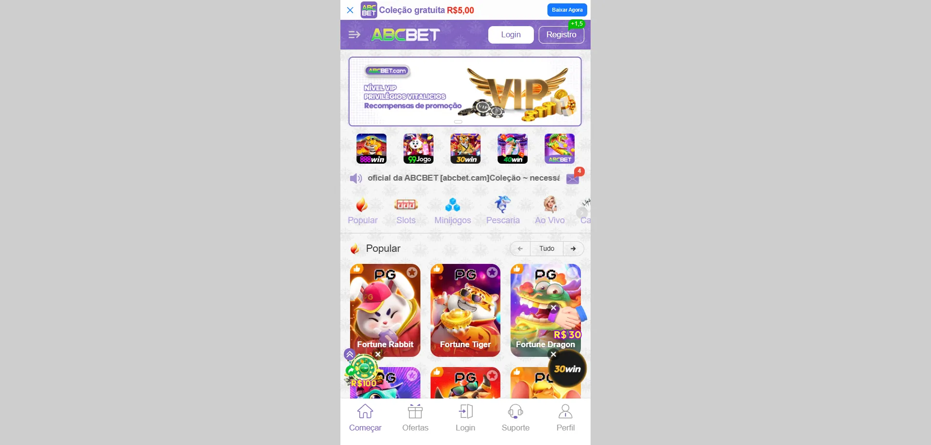 Visão geral da plataforma Abcbet Casino BR para jogadores brasileiros
