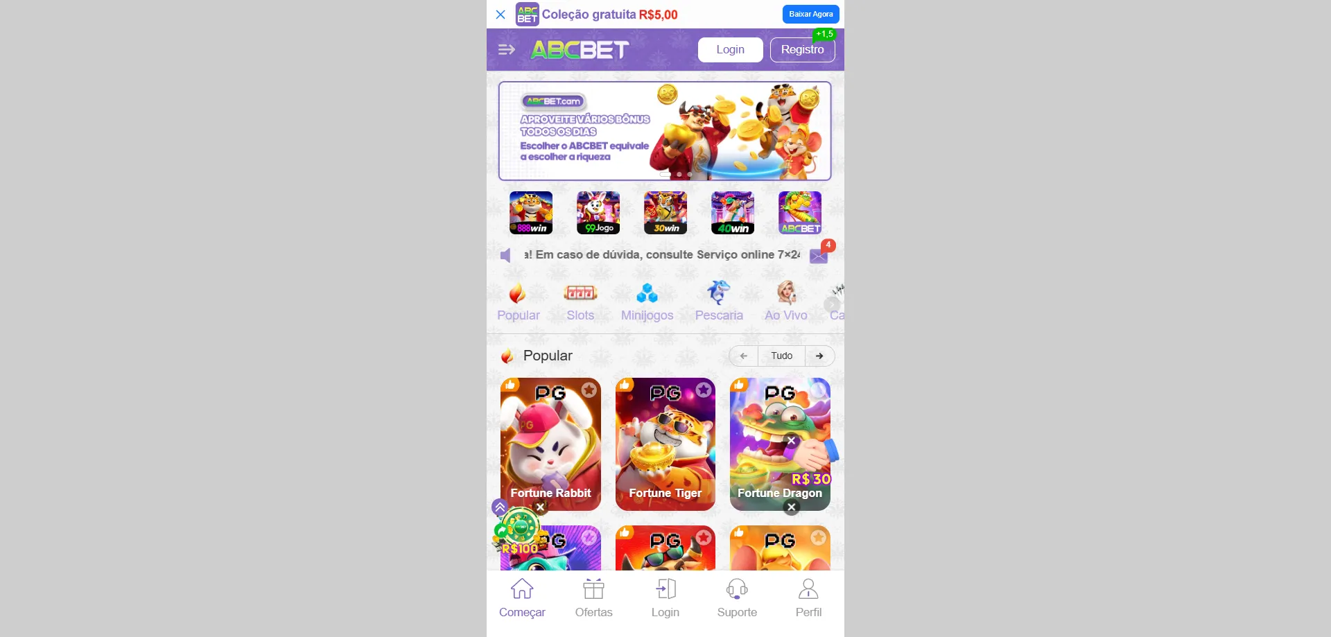 Abcbet Casino login e acesso à conta — plataforma completa de jogos